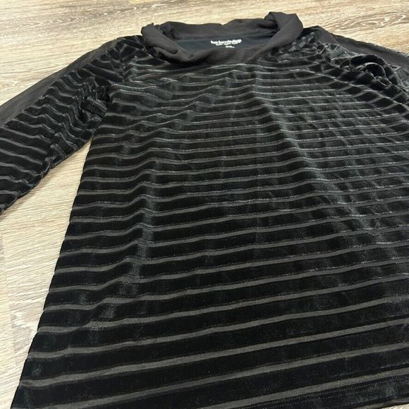 Soft Surrounding Black 3/4 Sleeve Velvet Striped Blouse Sweater Size XS - Picture 3 of 5